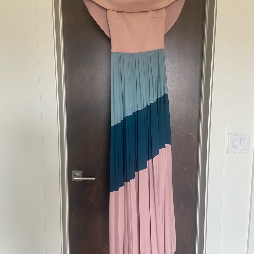 Asos Design Bardot Scuba Color Block Pleated Maxi… - image 3